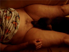 Dog licks young pussy